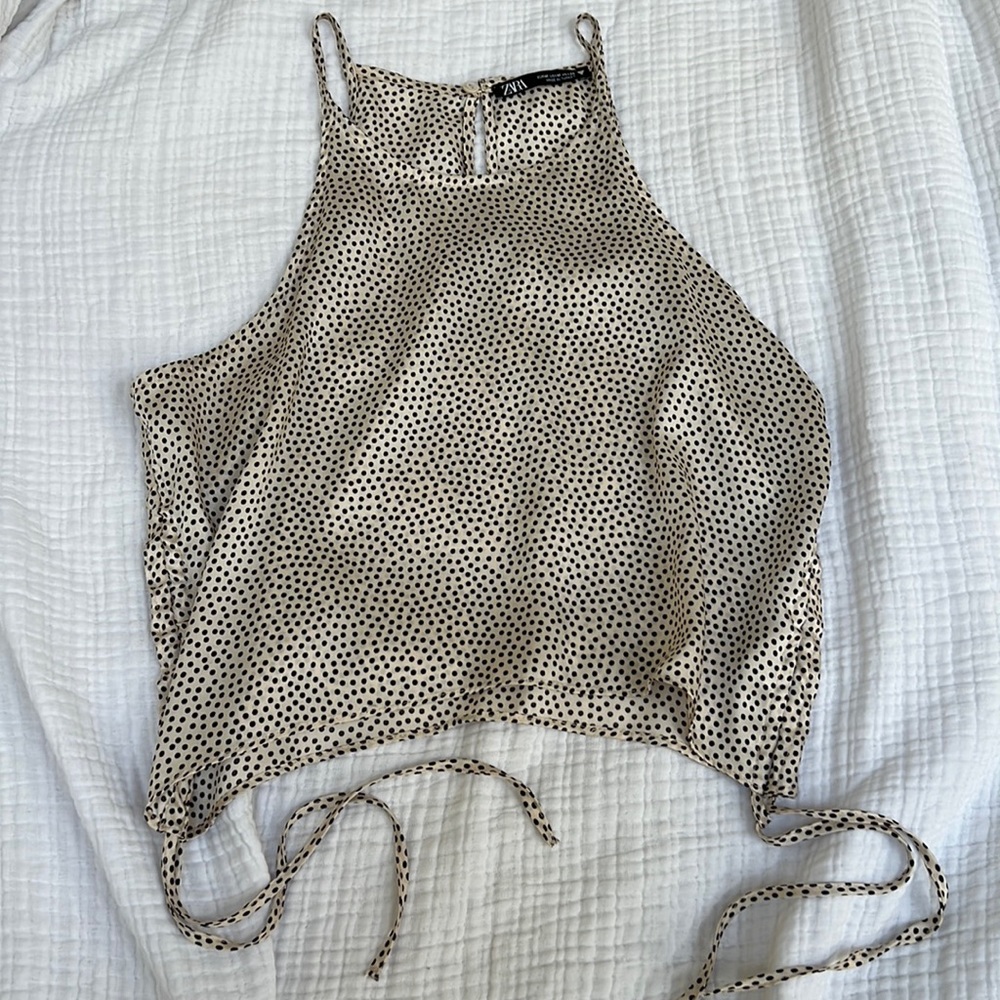 NWOT Zara Silk Polka Dot Tank